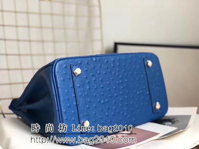 愛馬仕Hermes原版牛皮鴕鳥紋 Birkin 鉑金包 時尚手提包 0AM1017